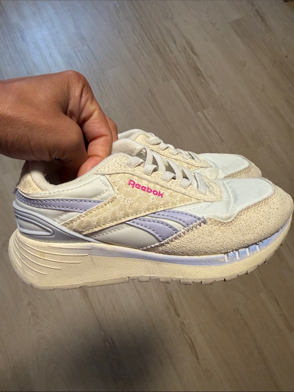 Reebok Kids Cream and Lavender Sneakers